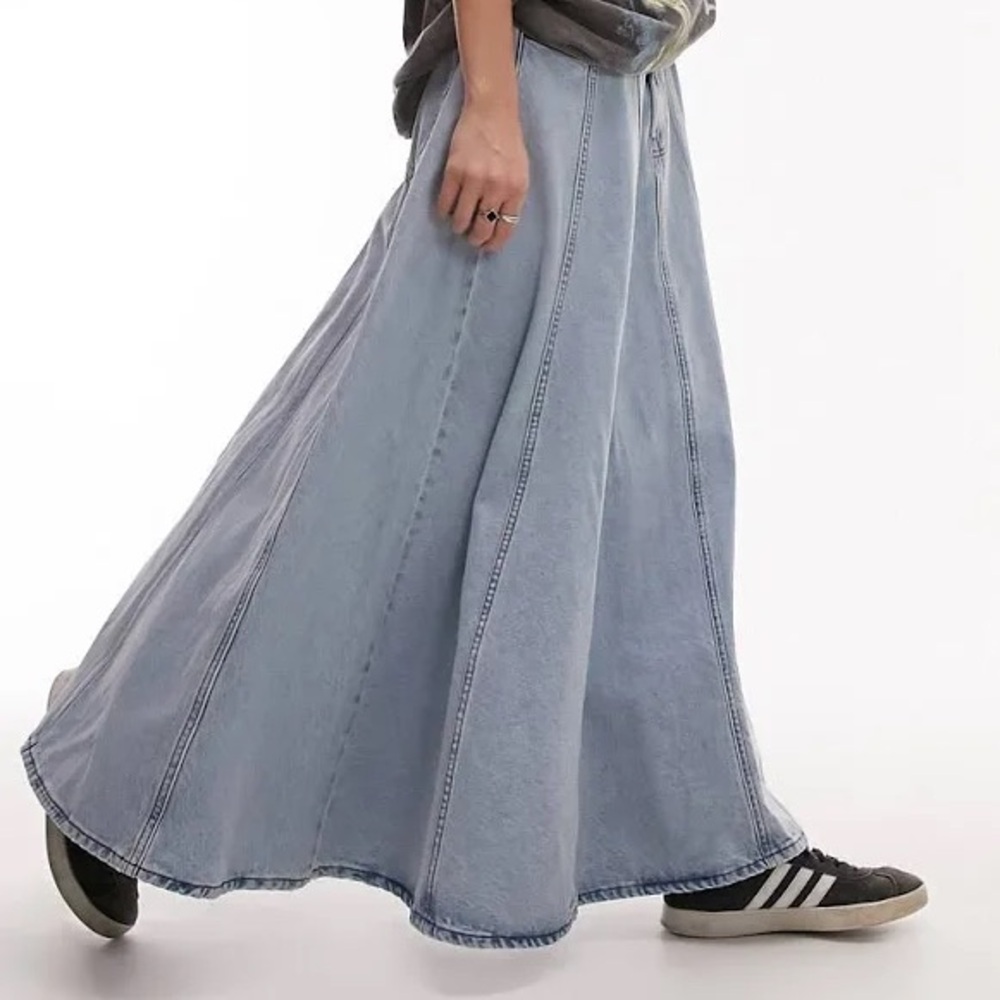 Topshop Full Circle Denim Maxi Skirt